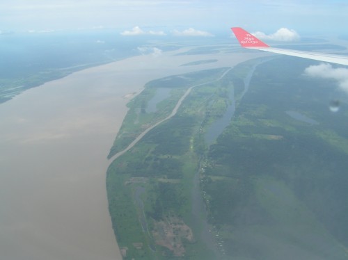 ブラジルのアマゾン川上空写真マナウス近郊